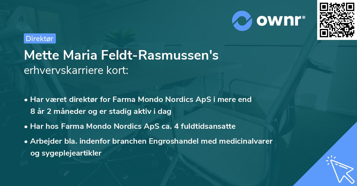 Mette Maria Feldt-Rasmussen's erhvervskarriere kort