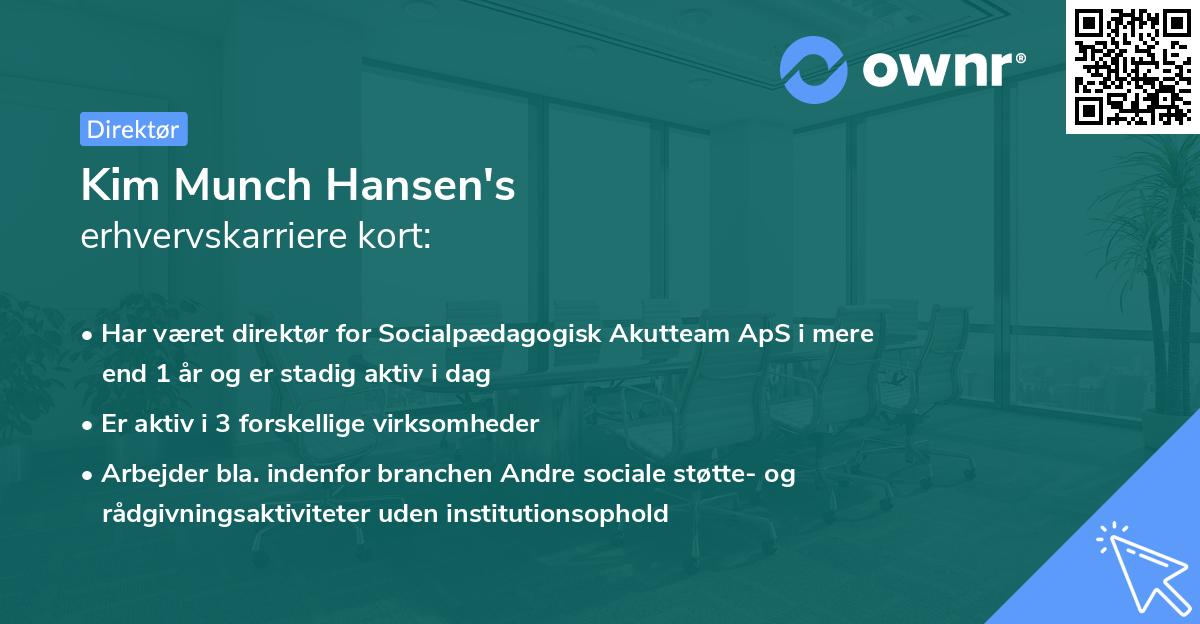 Kim Munch Hansen's erhvervskarriere kort