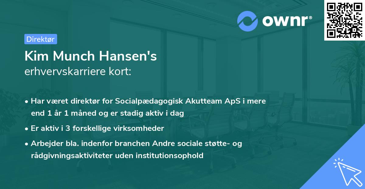 Kim Munch Hansen's erhvervskarriere kort