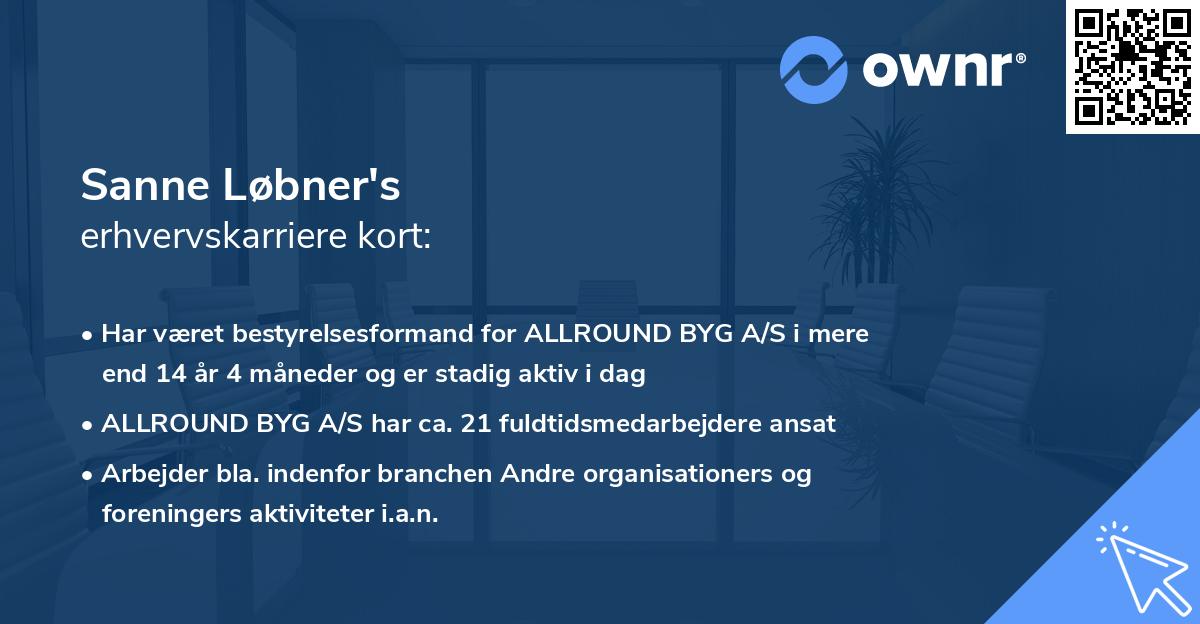 Sanne Løbner's erhvervskarriere kort