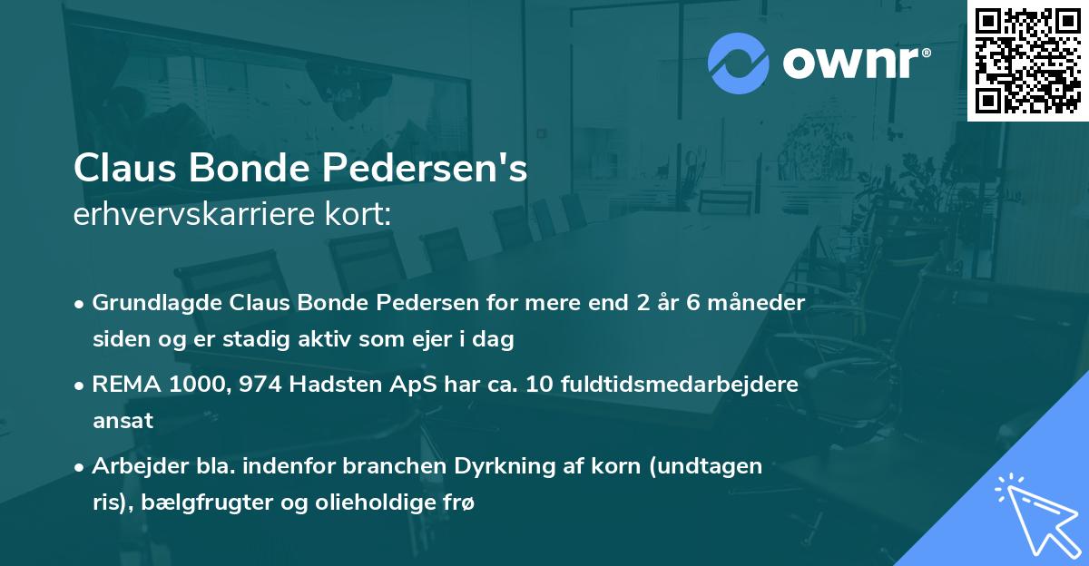 Claus Bonde Pedersen's erhvervskarriere kort