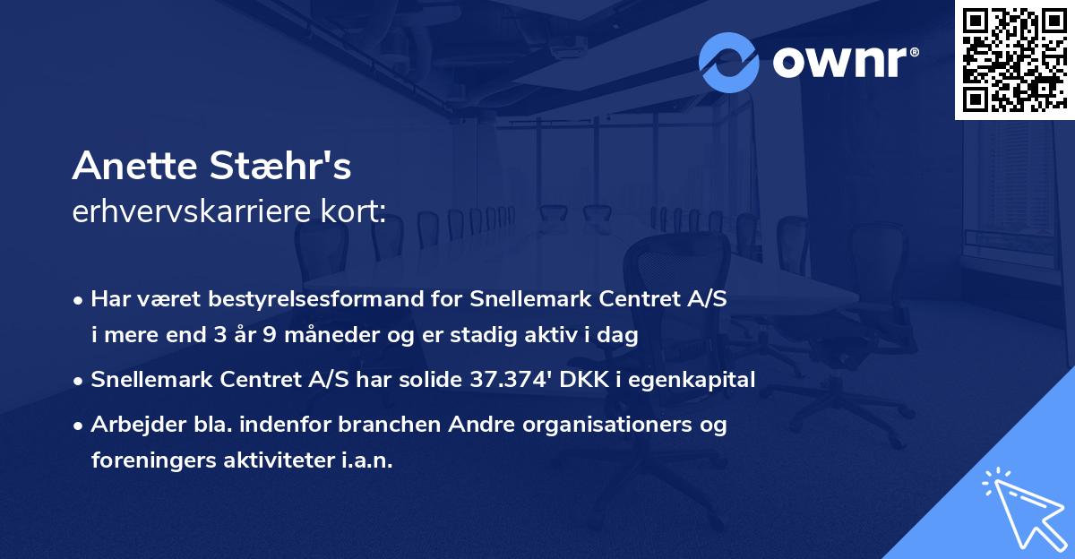 Anette Stæhr's erhvervskarriere kort