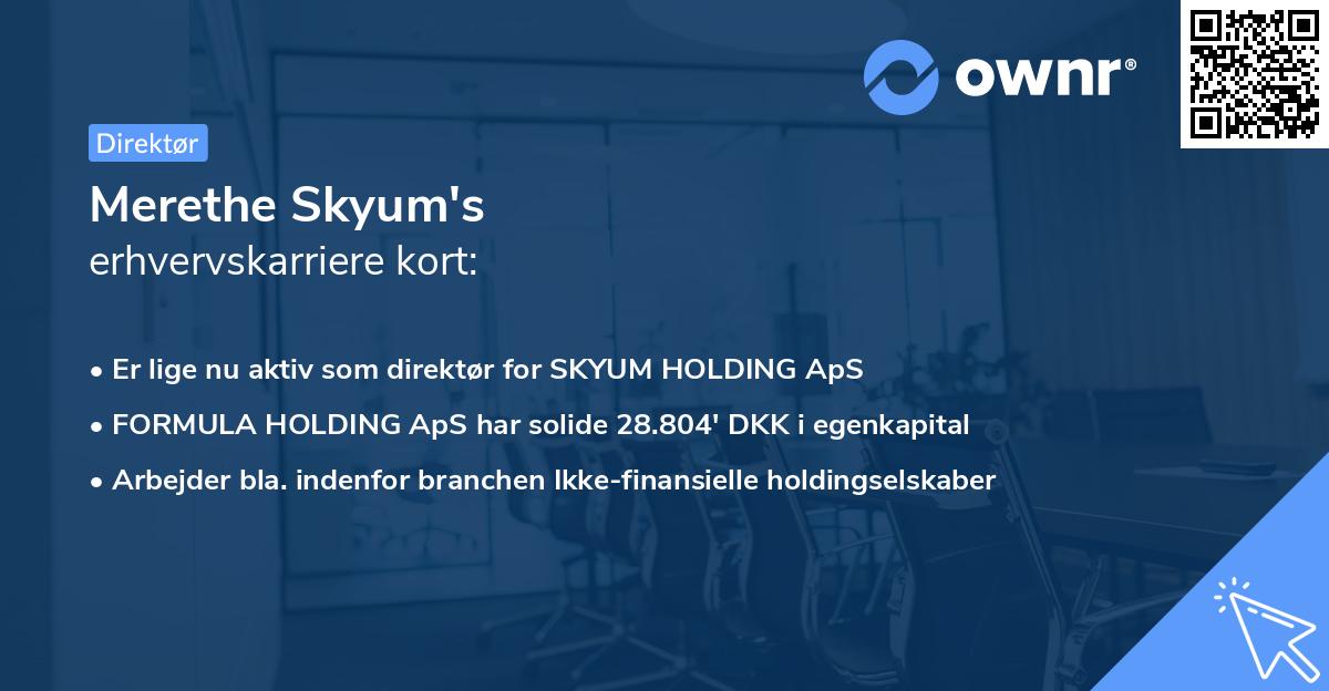 Merethe Skyum's erhvervskarriere kort