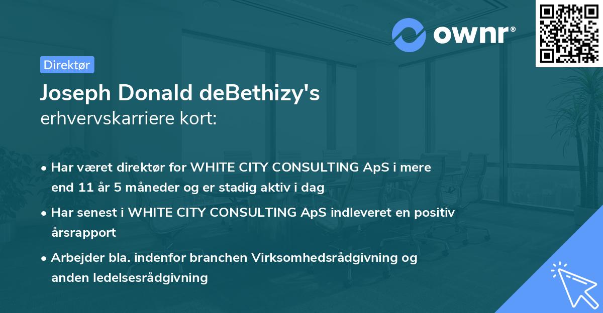 Joseph Donald deBethizy's erhvervskarriere kort