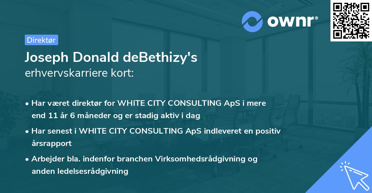 Joseph Donald deBethizy's erhvervskarriere kort