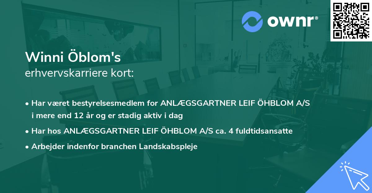 Winni Öblom's erhvervskarriere kort