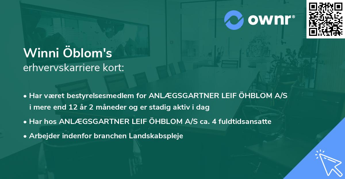 Winni Öblom's erhvervskarriere kort