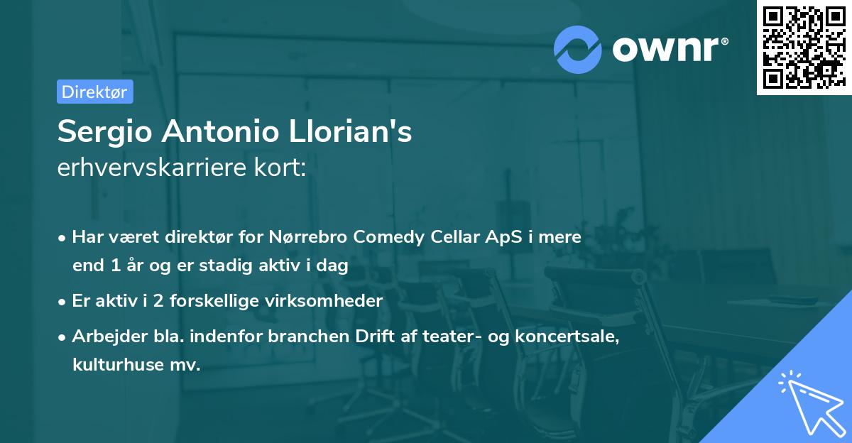 Sergio Antonio Llorian's erhvervskarriere kort