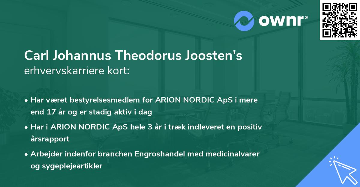 Carl Johannus Theodorus Joosten's erhvervskarriere kort