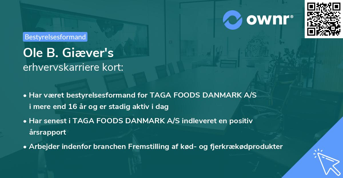 Ole B. Giæver's erhvervskarriere kort
