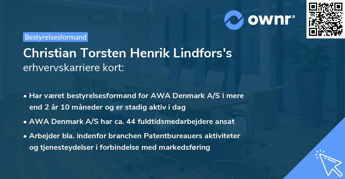 Christian Torsten Henrik Lindfors's erhvervskarriere kort