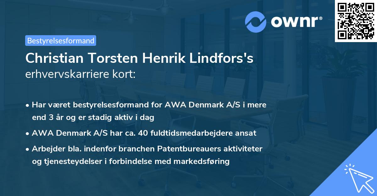 Christian Torsten Henrik Lindfors's erhvervskarriere kort