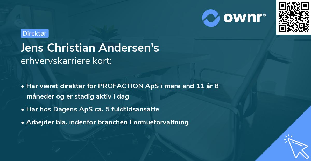 Jens Christian Andersen's erhvervskarriere kort