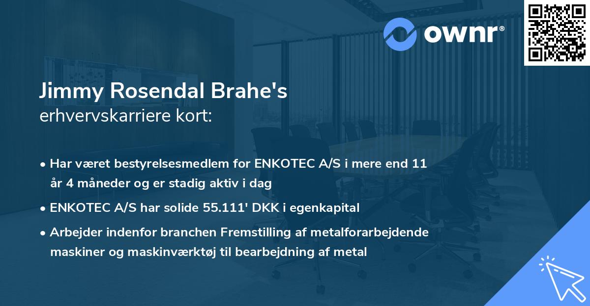 Jimmy Rosendal Brahe's erhvervskarriere kort
