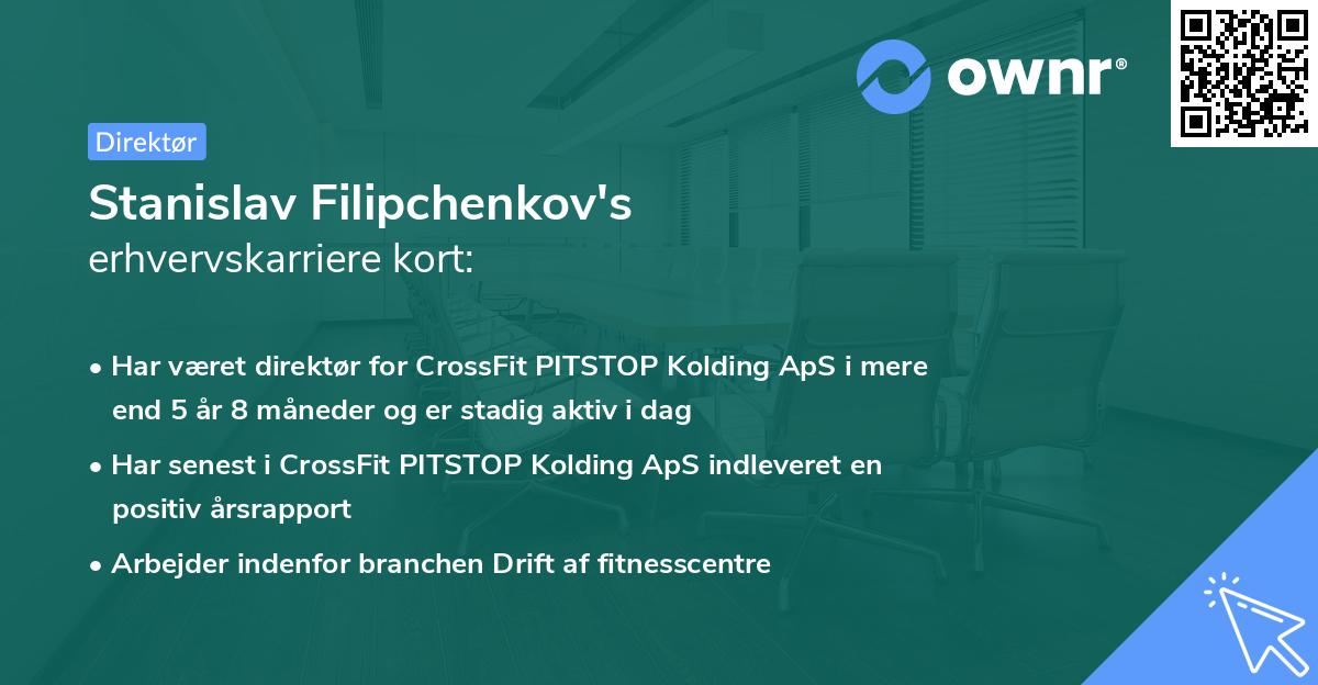 Stanislav Filipchenkov's erhvervskarriere kort