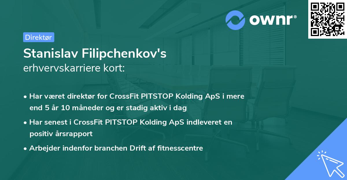 Stanislav Filipchenkov's erhvervskarriere kort