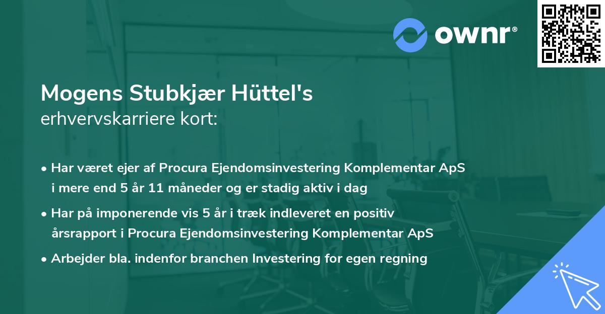 Mogens Stubkjær Hüttel's erhvervskarriere kort