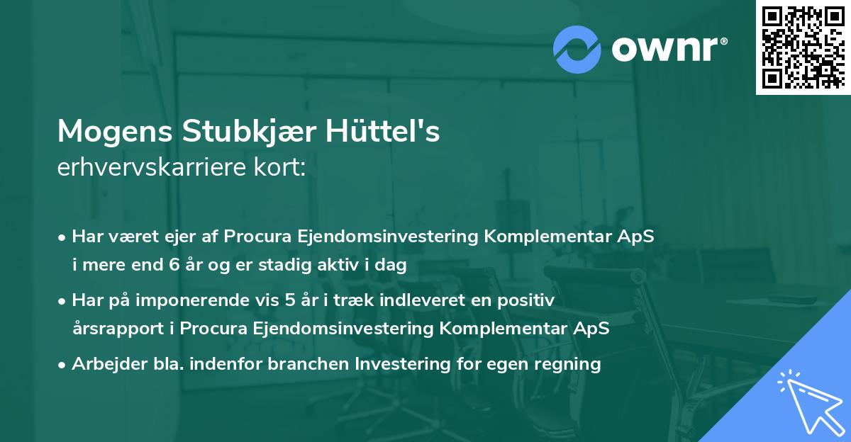 Mogens Stubkjær Hüttel's erhvervskarriere kort