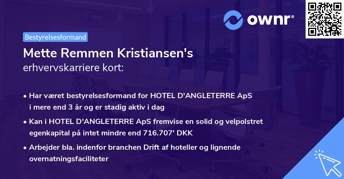 Mette Remmen Kristiansen's erhvervskarriere kort