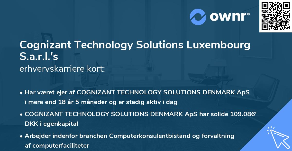 Cognizant Technology Solutions Luxembourg S.a.r.l.'s erhvervskarriere kort