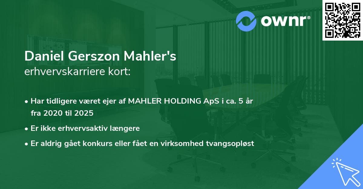 Daniel Gerszon Mahler's erhvervskarriere kort