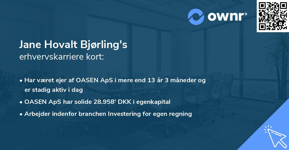 Jane Hovalt Bjørling's erhvervskarriere kort