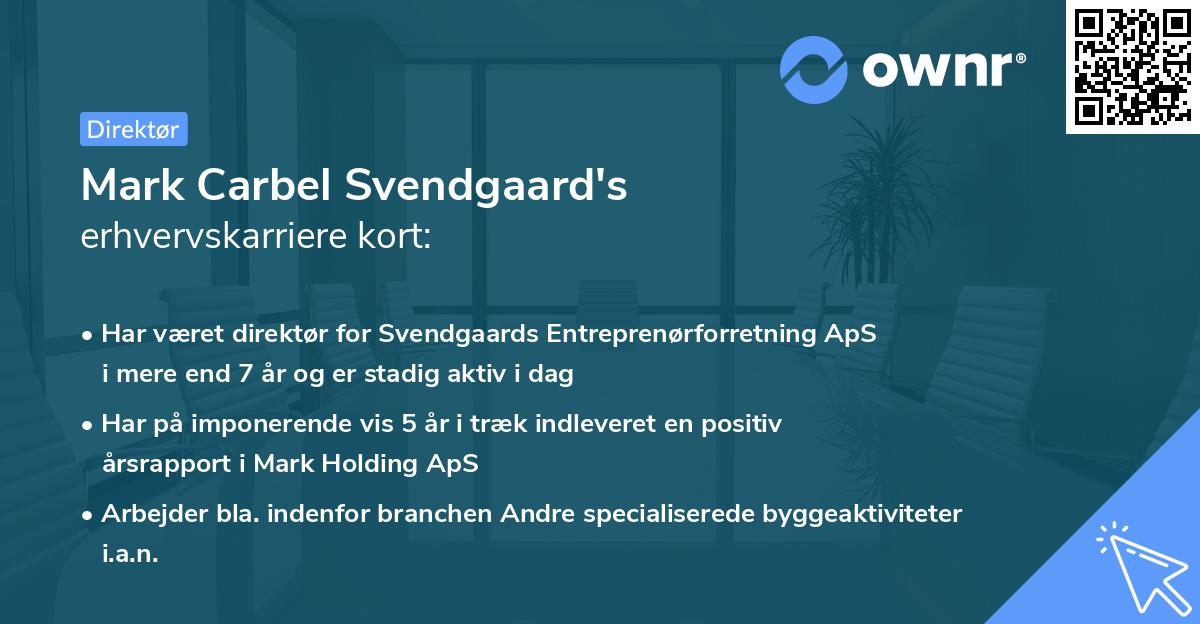 Mark Carbel Svendgaard's erhvervskarriere kort