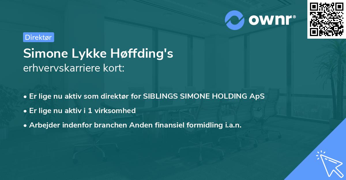 Simone Lykke Høffding's erhvervskarriere kort