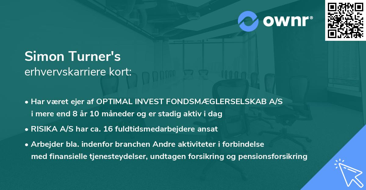 Simon Turner's erhvervskarriere kort