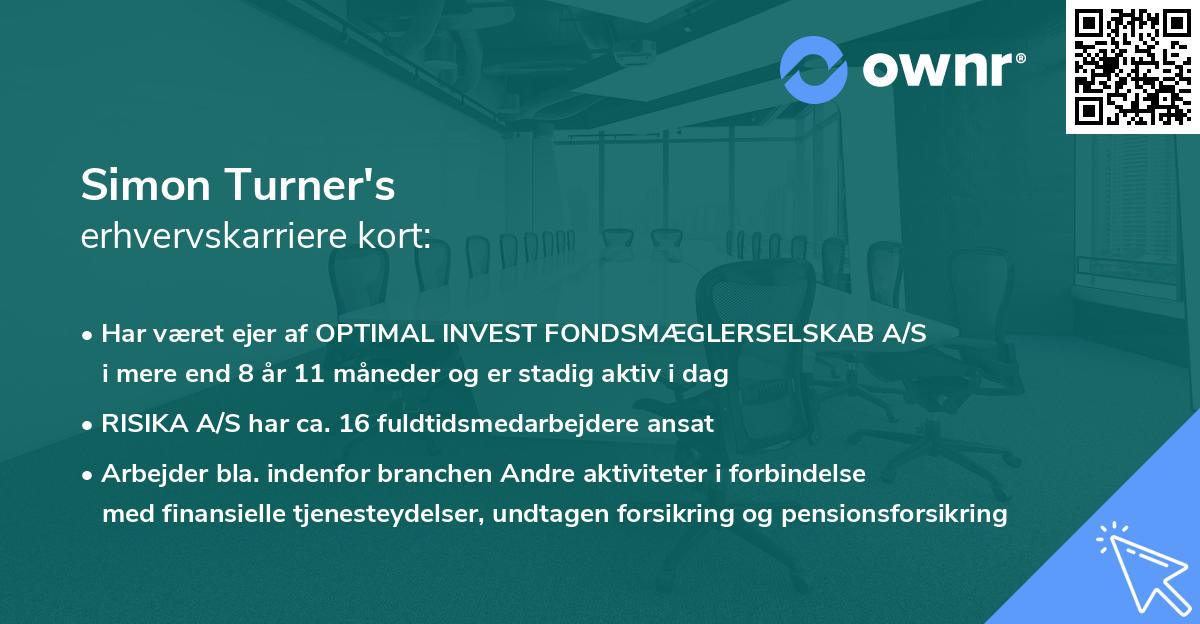 Simon Turner's erhvervskarriere kort