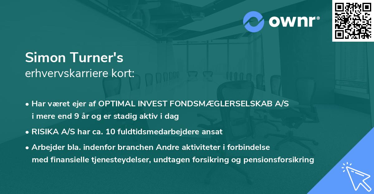 Simon Turner's erhvervskarriere kort
