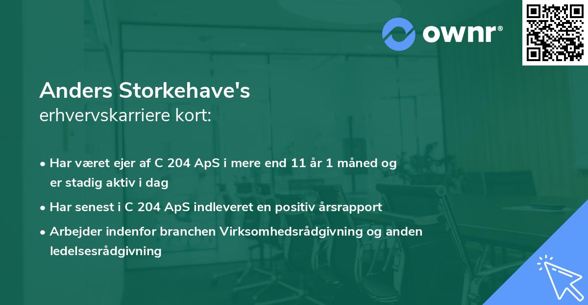Anders Storkehave's erhvervskarriere kort