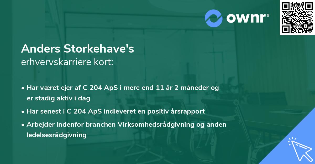 Anders Storkehave's erhvervskarriere kort