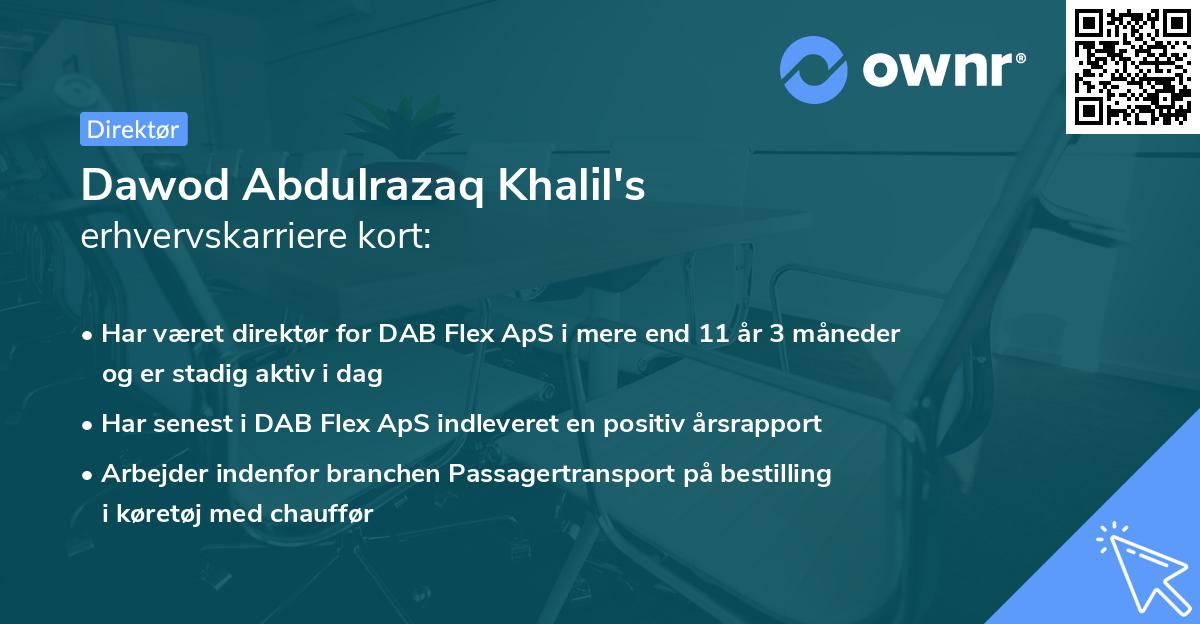 Dawod Abdulrazaq Khalil's erhvervskarriere kort