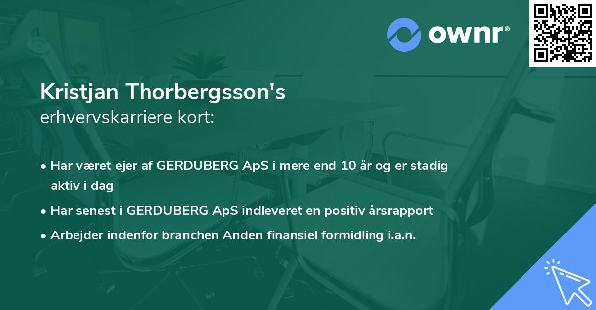 Kristjan Thorbergsson's erhvervskarriere kort