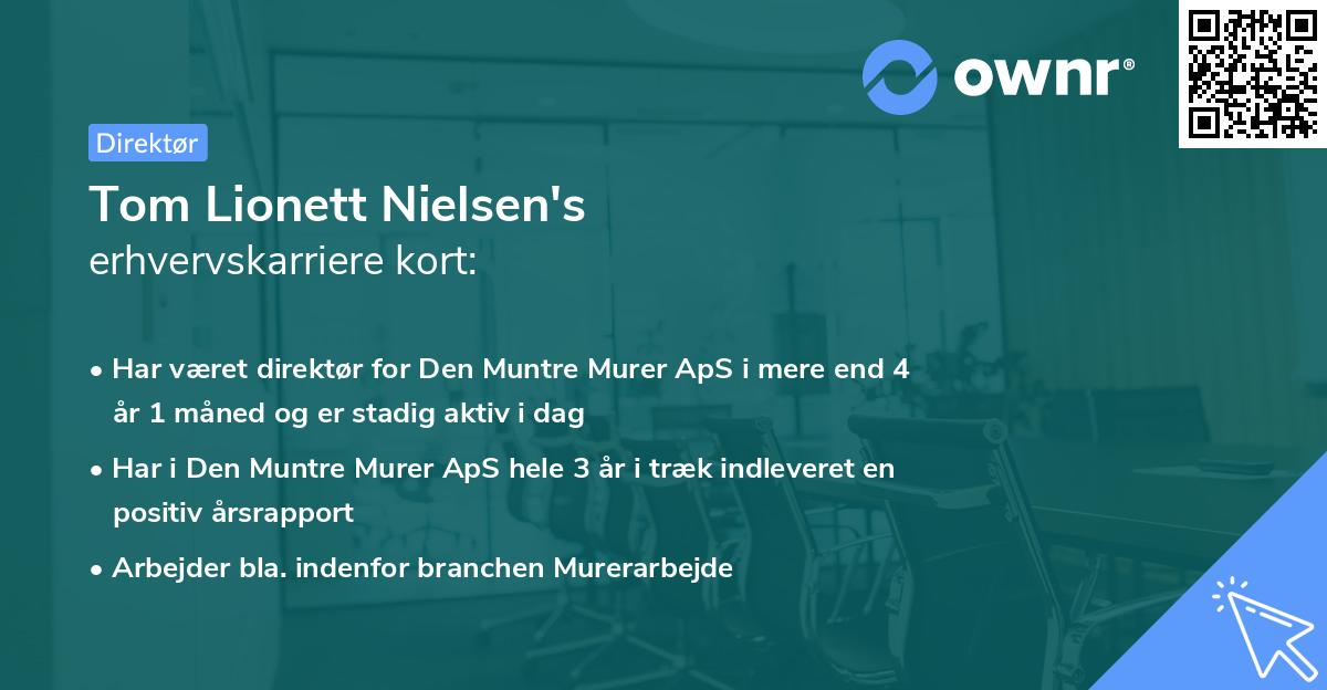 Tom Lionett Nielsen's erhvervskarriere kort