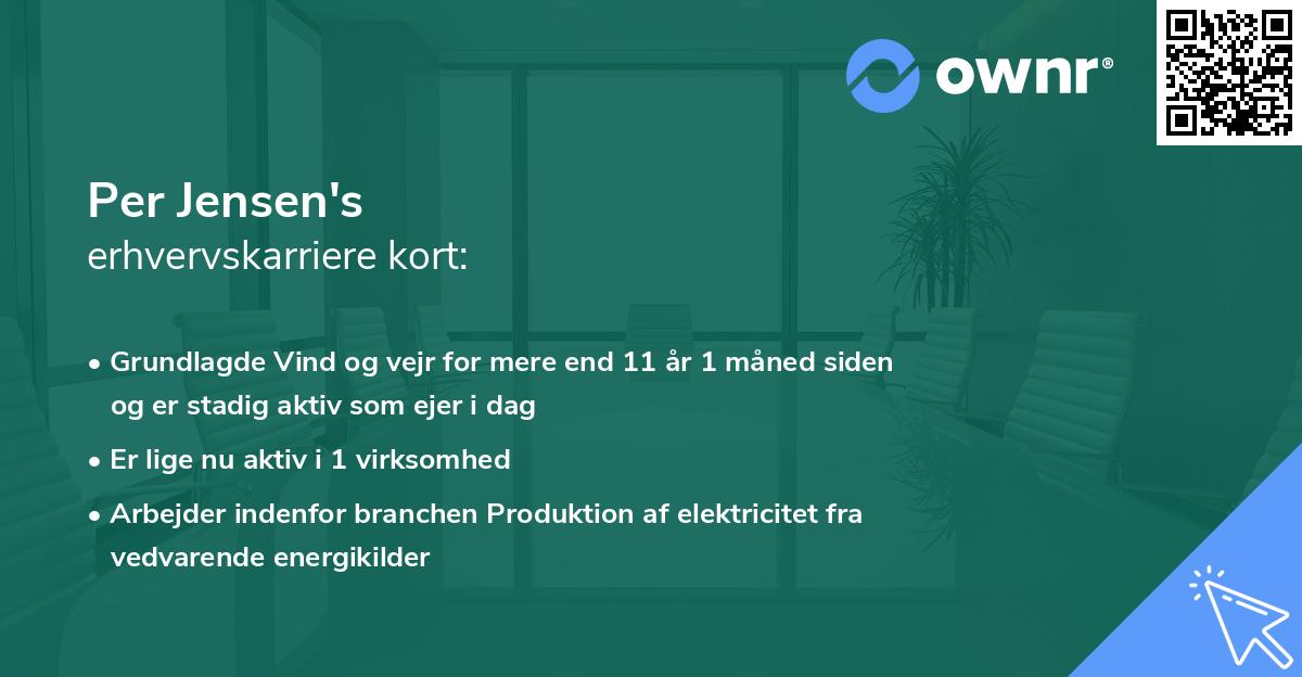 Per Jensen's erhvervskarriere kort