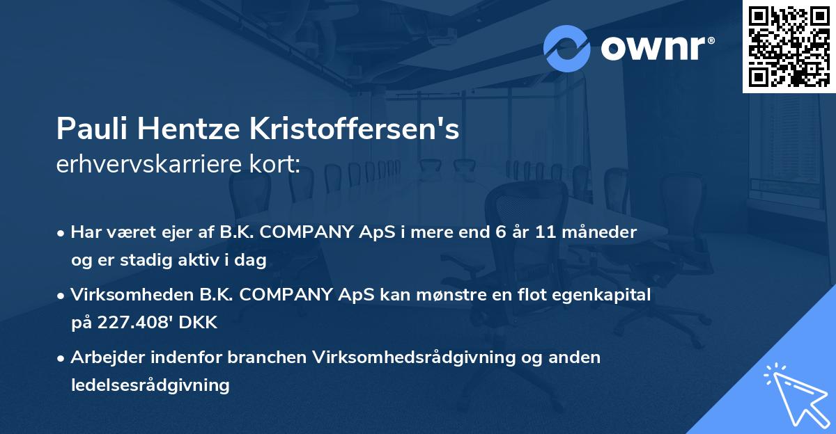 Pauli Hentze Kristoffersen's erhvervskarriere kort