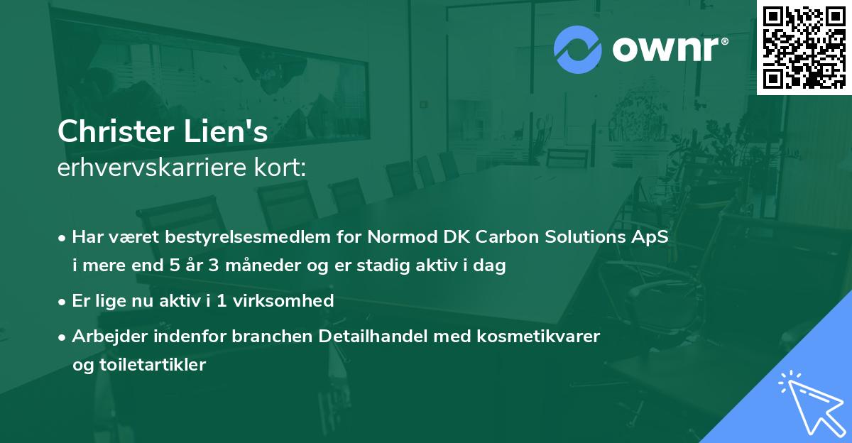 Christer Lien's erhvervskarriere kort