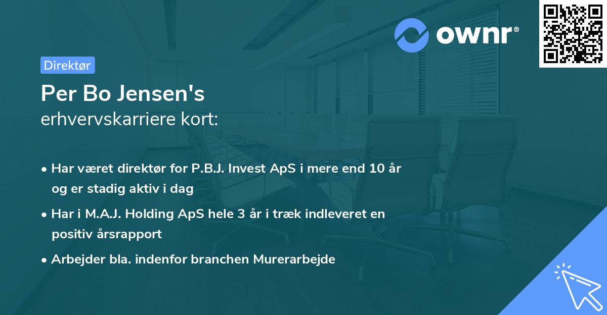 Per Bo Jensen's erhvervskarriere kort