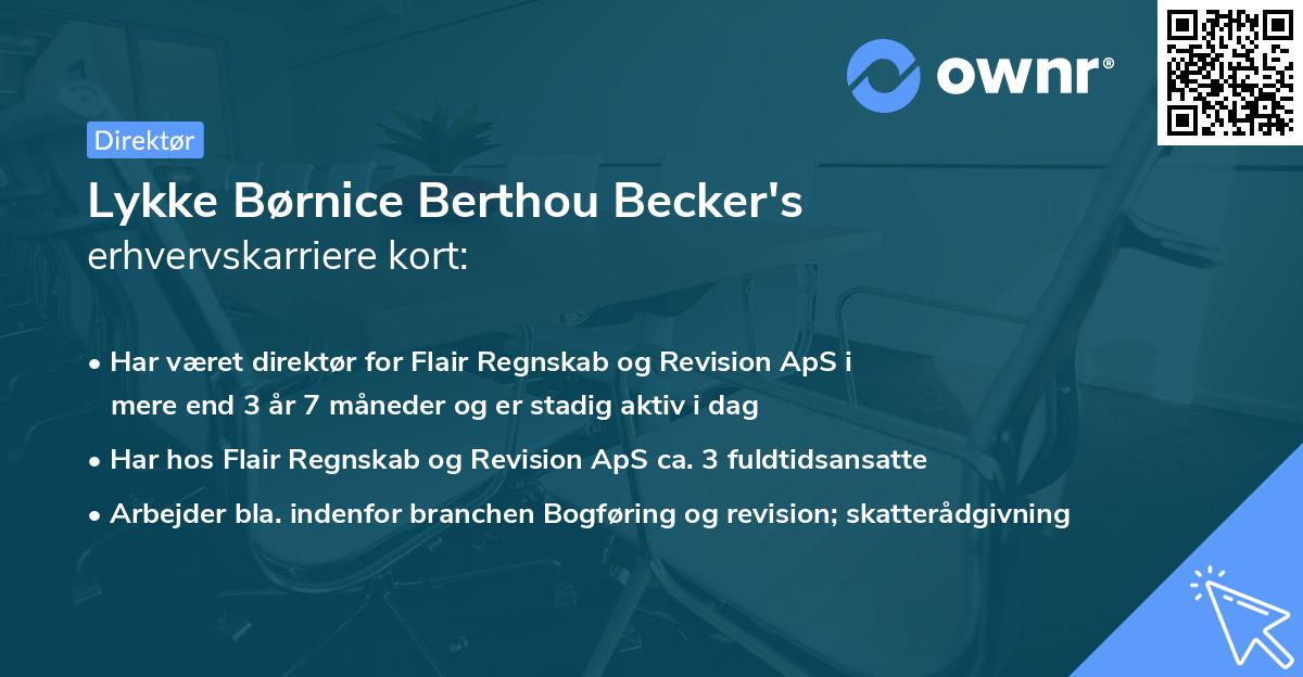 Lykke Børnice Berthou Becker's erhvervskarriere kort