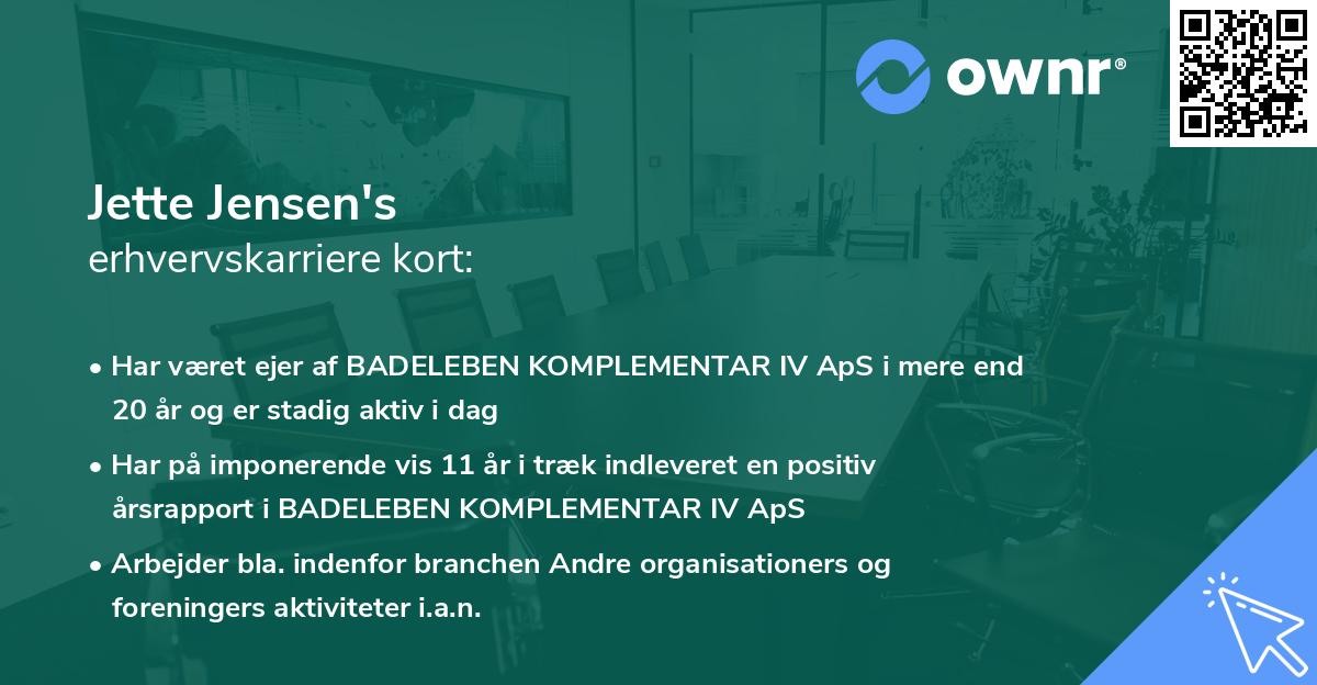 Jette Jensen's erhvervskarriere kort