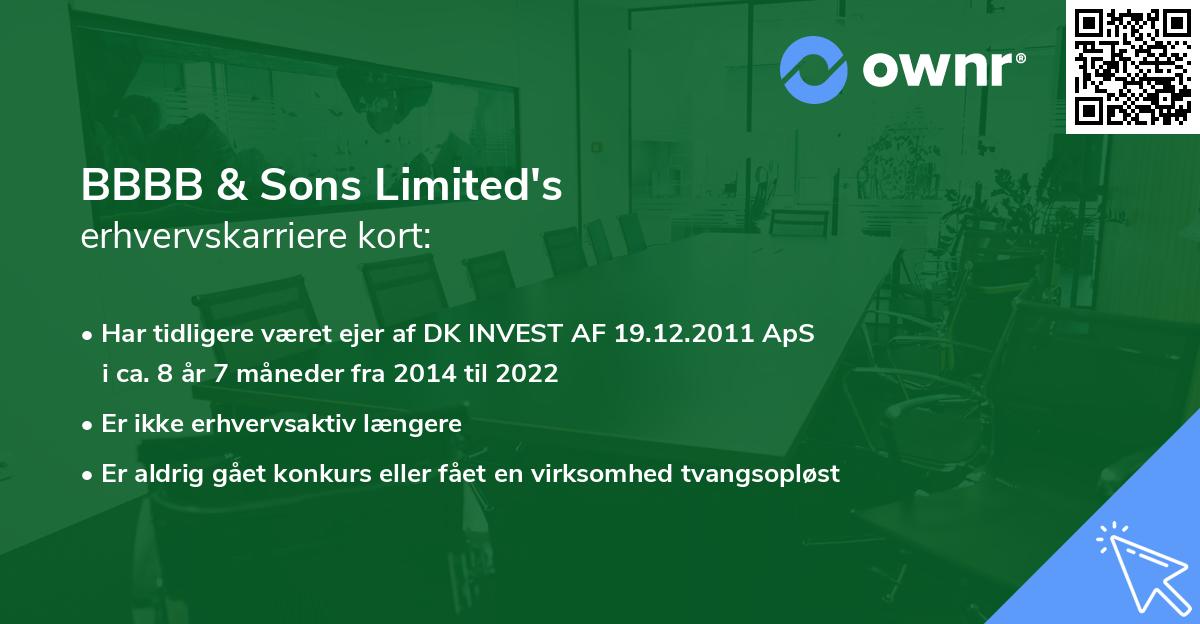 BBBB & Sons Limited's erhvervskarriere kort