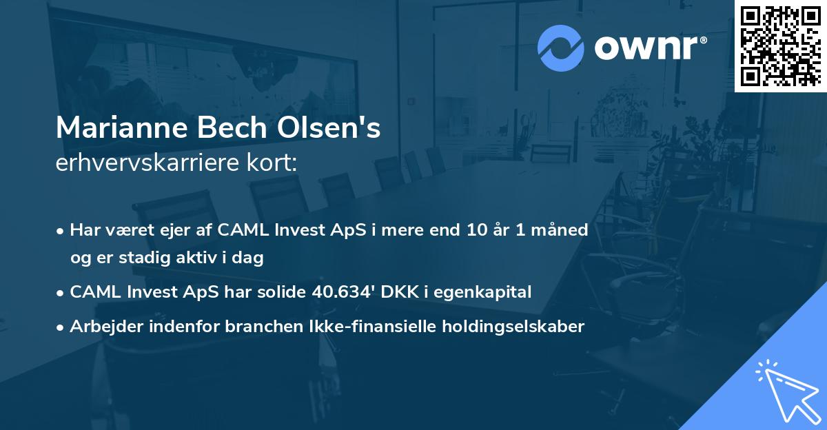 Marianne Bech Olsen's erhvervskarriere kort