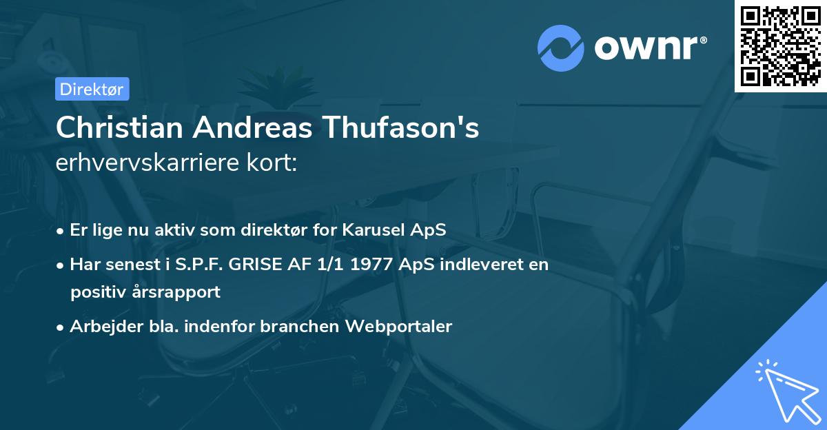 Christian Andreas Thufason's erhvervskarriere kort