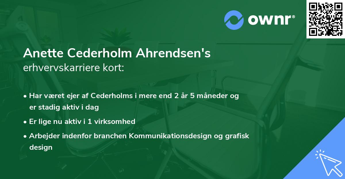 Anette Cederholm Ahrendsen's erhvervskarriere kort