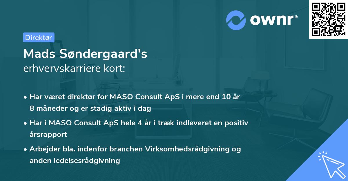 Mads Søndergaard's erhvervskarriere kort