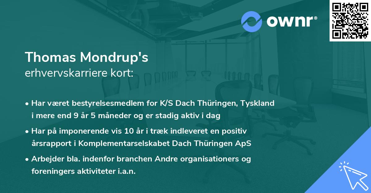 Thomas Mondrup's erhvervskarriere kort