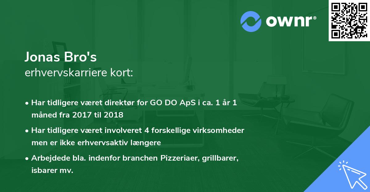 Jonas Bro's erhvervskarriere kort