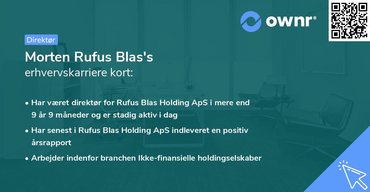Morten Rufus Blas's erhvervskarriere kort